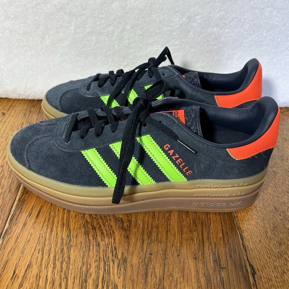 Adidas Womens Size 7.5 Gazelle Bold Aurora Ink/ Solar Orang/Gum Sneaker Shoes
